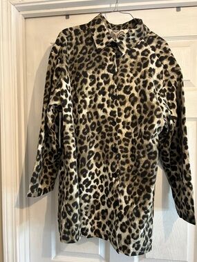 Leopard Print Button-Down Shirt Jacket - Brown/Black